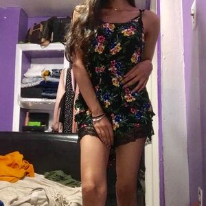 Floral black romper